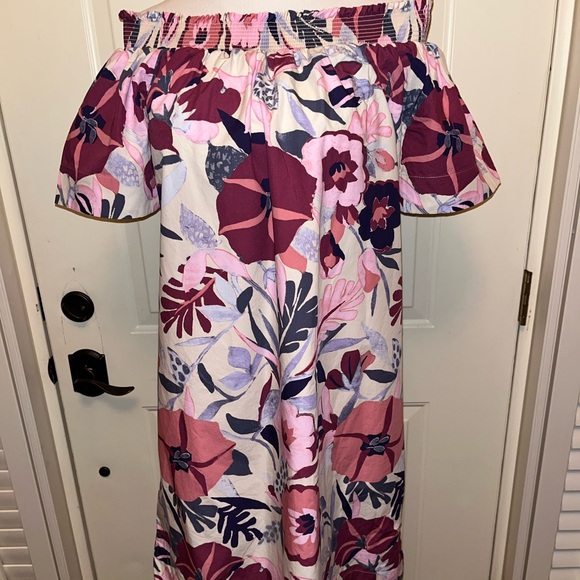 Ann Taylor LOFT Women’s Sz L Floral Off-Shoulder Women’s Dress - Picture 2 of 6